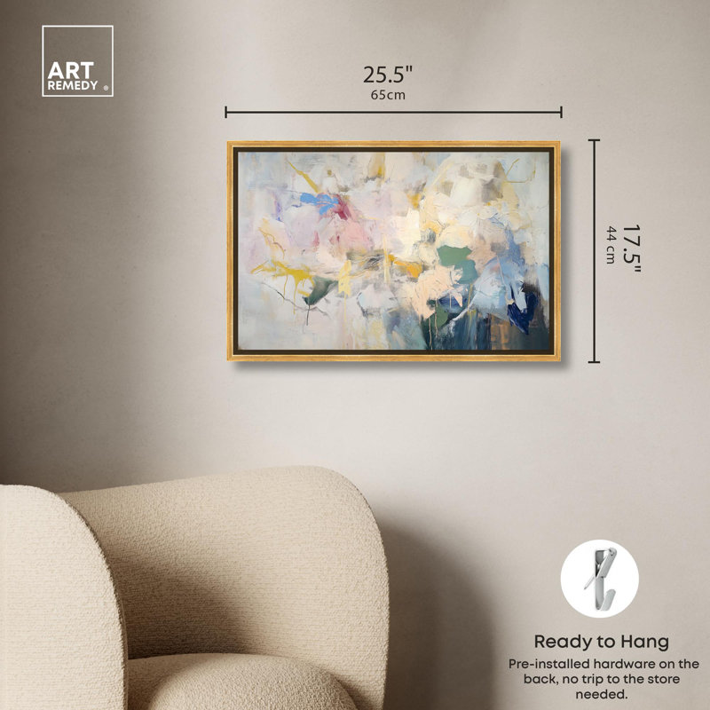 Toile parfaite situation pastel, art abstrait par Art Remedy, Cadre doré, H 17 po x l 25 po