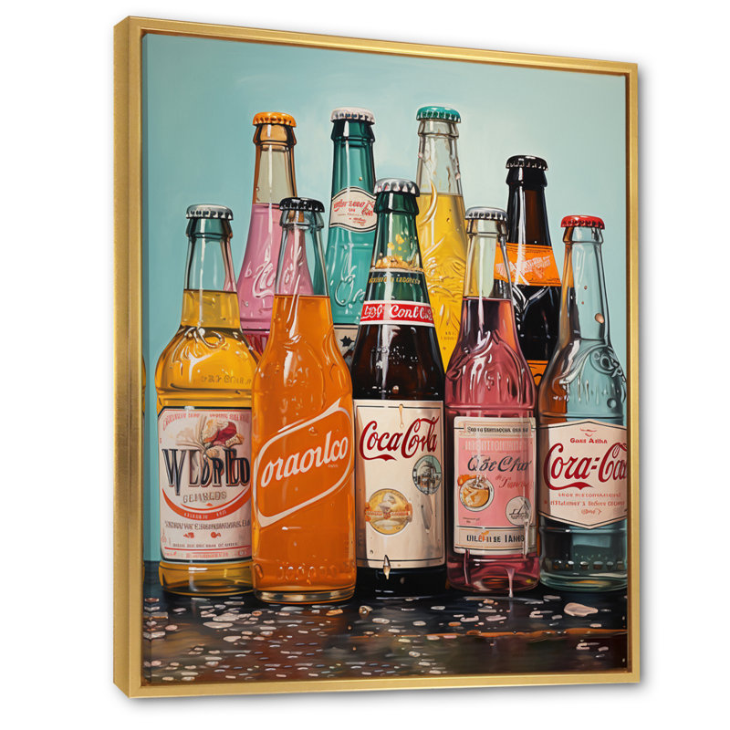 Bryonwood Pop Art 1950S Cocktail Emotion IV sur toile, H 40 po x l 30 po x P 1,5 po, Cadre flottant doré