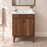 24" Mid-Century Modern Single Bathroom Vanity with Ceramic Sink, Soft-Close Doors and Solid Wood Legs
