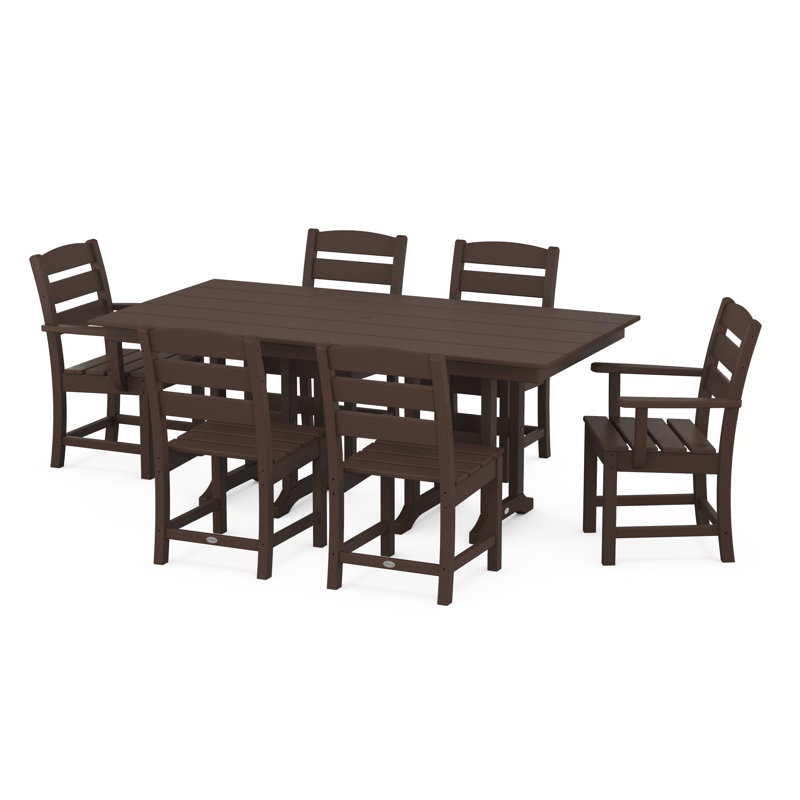 Lakeside 7-Piece Farmhouse Dining Set, Mahogany