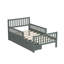 Lit plateforme gris en bois avec garde-corps double et 2 tiroirs de rangement-195740977-195740990