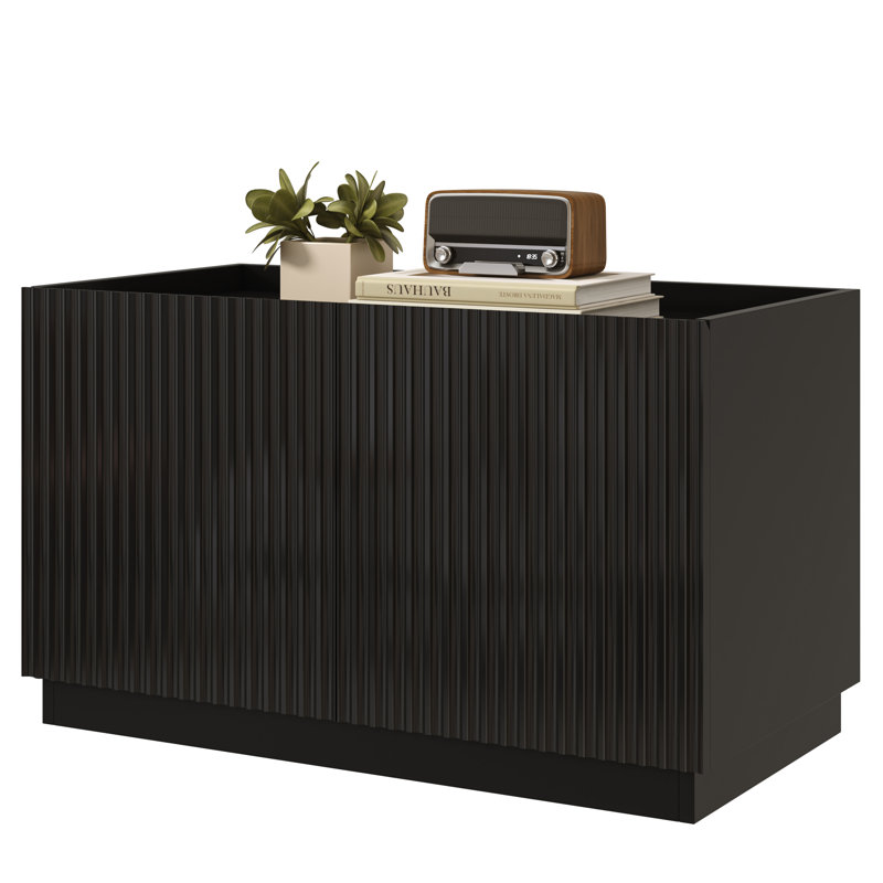 Tiroirs de rangement empilables, bacs de rangement en bois cannelé, Noir, 1 paquet