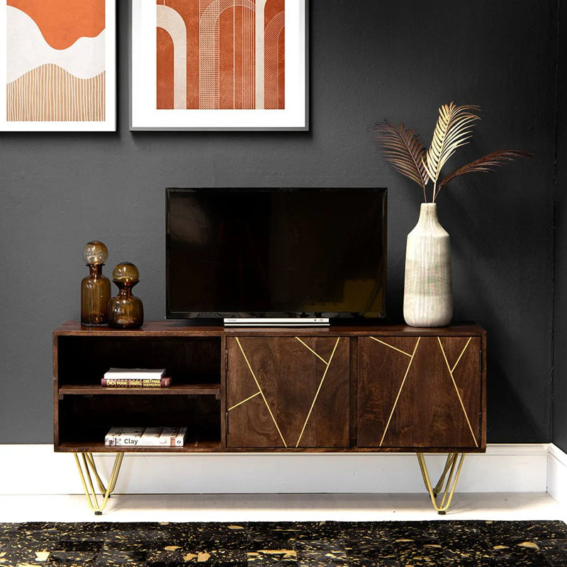 Harrellsville Solid Mango Wood Large Tv Unit