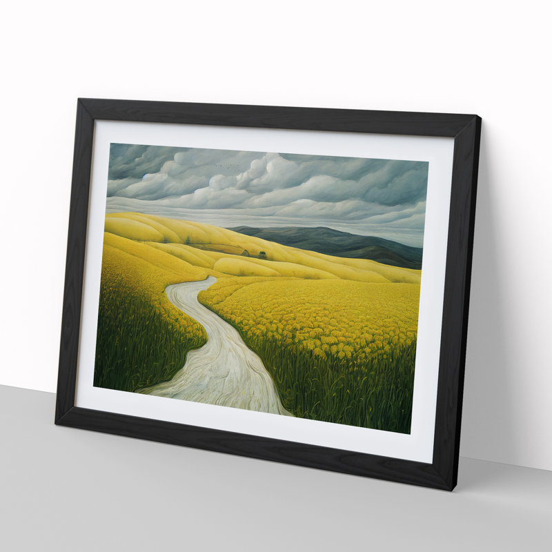 Brilliant Spring Meadow Landscape - Framed Print, 34cm H x 46cm W x 2cm D, Black Framed