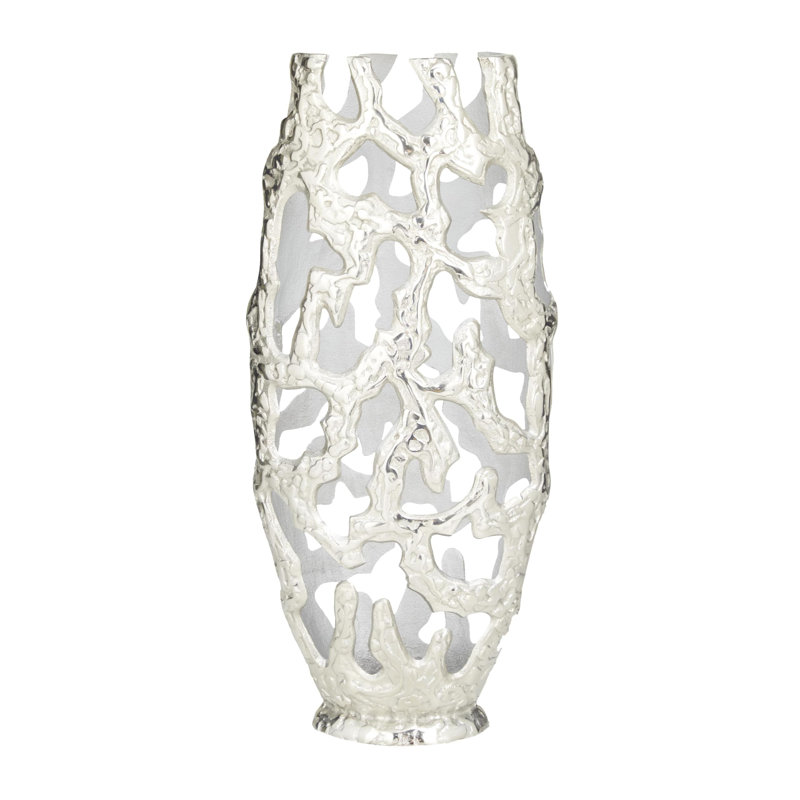 Silver Hollow Design Decorative Metal Table Vase