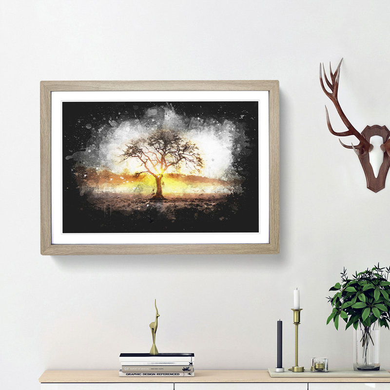Sunlight Through the Oak Tree - Picture Frame Graphic Art Print, 24cm H x 33cm W x 2cm D, Oak Framed