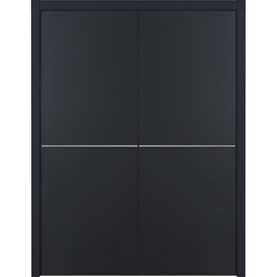  Double porte intérieure pré-suspendue en stratifié noir moderne réversible 36 po x 84 po