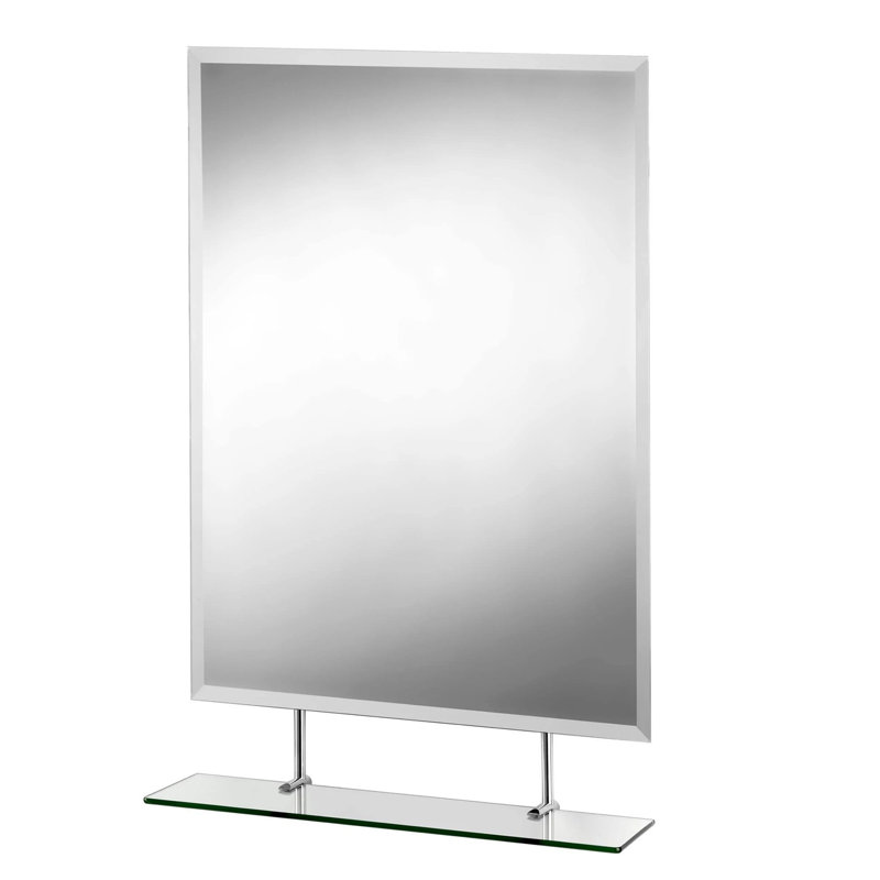 Glass Flat Wall Mirror with Shelves
