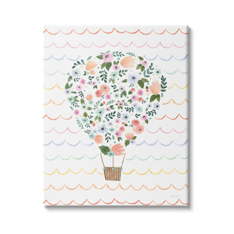 Art pour enfants en montgolfière, H 20 po x l 16 po x P 1,5 po, Toile tendue