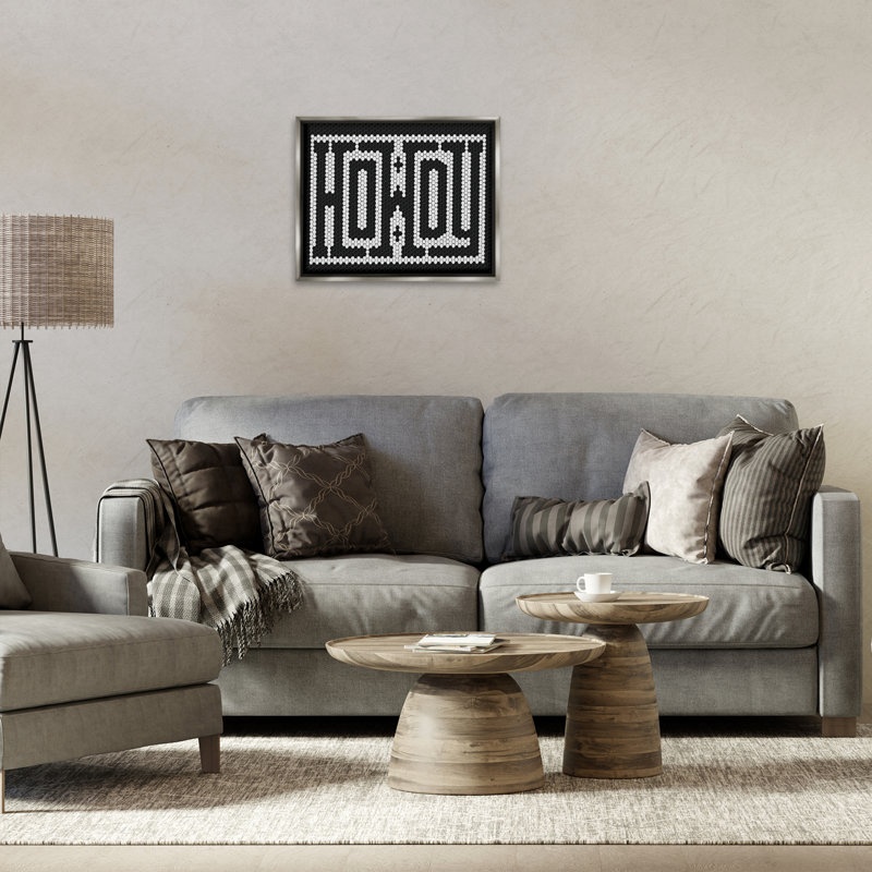 Mosaic Style Howdy in  Framed Floater Canvas Wall Art, design by Lettered and Lined, Luster Gray Floater Frame, 17" H x 21" W
