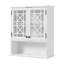 Armoire de rangement murale pour salle de bain Derby, l 27 po x H 29 po, blanche, avec portes en verre trempé, tablettes réglables et fixes, résistante à l'humidité pour l'organisation de la salle de bain