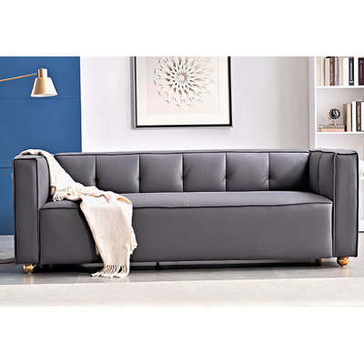 Polyester Sofa With Tufted Low Back Design, Elegant 3 Seater Couch For Coastal And Modern Farmhouse Living Rooms, 87 Inch Wide, Easy Assembly