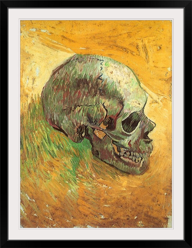 Crâne de profil par Vincent Van Gogh - reproduction, H 44 po x l 34 po x P 1 po, Cadre noir