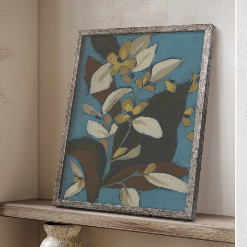 «Blue Shadow Garden II», reproduction encadrée - bois massif