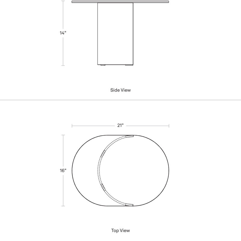 Half Past Glass End Table, 14" H x 21" W x 16" D