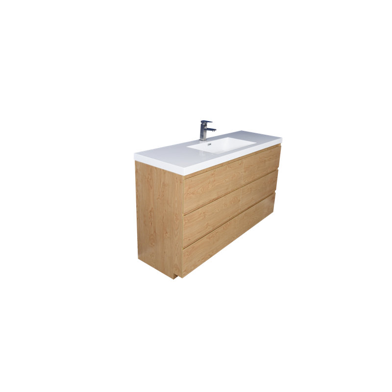 Hargrave 59.05'' Single Bathroom Vanity with Plastic Top, English Oak