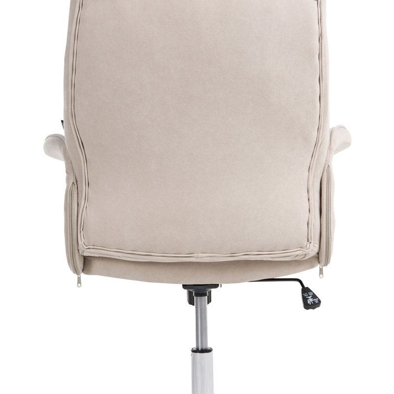 Office Chair with Headrest, Light Beige Velvet