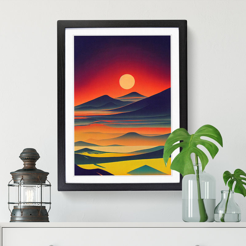 Sunset Color Field - Framed Print, 46cm H x 25cm W x 2cm D, Walnut