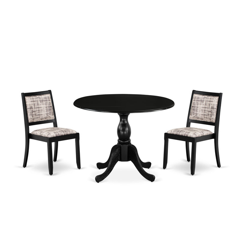 L'ensemble de salle à manger comprend une table ronde et des chaises empilables en polyester, noir, 3