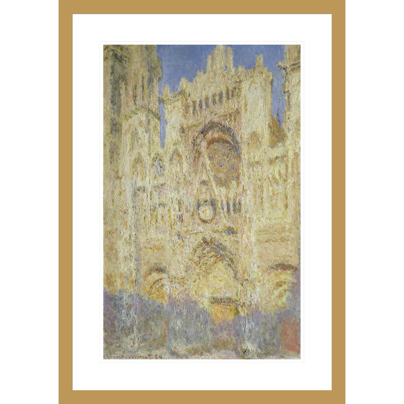 Rouen cathédrale au coucher du soleil par Claude Monet, impression giclée encadrée, H 29,5 po x l 20,95 po