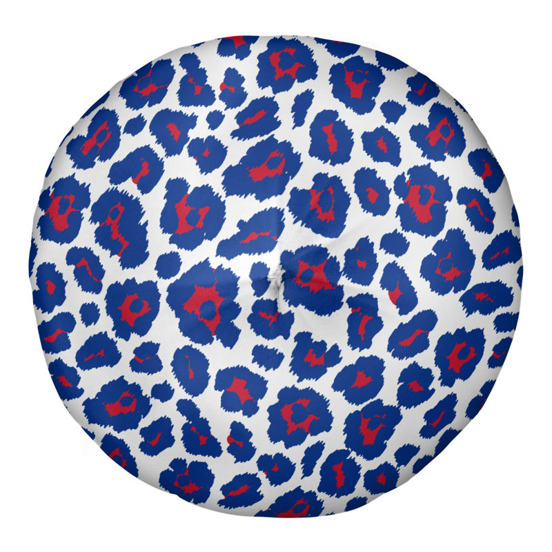 Housse et insert de coussin touffeté rond, Blanc / Bleu / Rouge, H 30 po x l 30 po x P 4 po