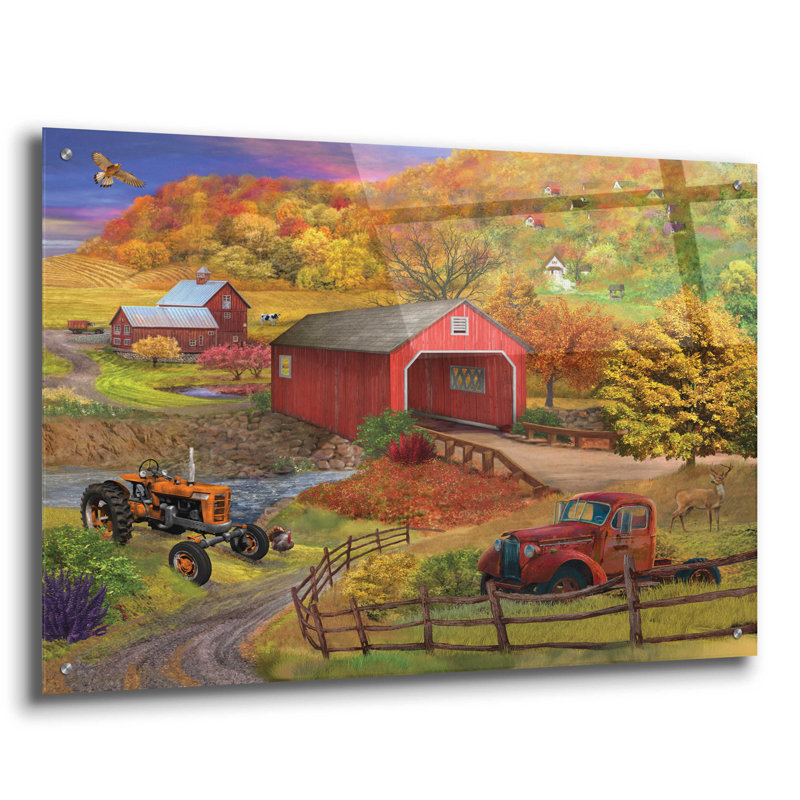«Fall Bridge» par Bigelow, impression sans cadre, H 24 po x l 36 po x P 0,2 po