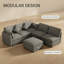 Ensemble de canapé modulaire avec repose-pieds et ports USB en forme de U en chenille de 86,6 pouces gris