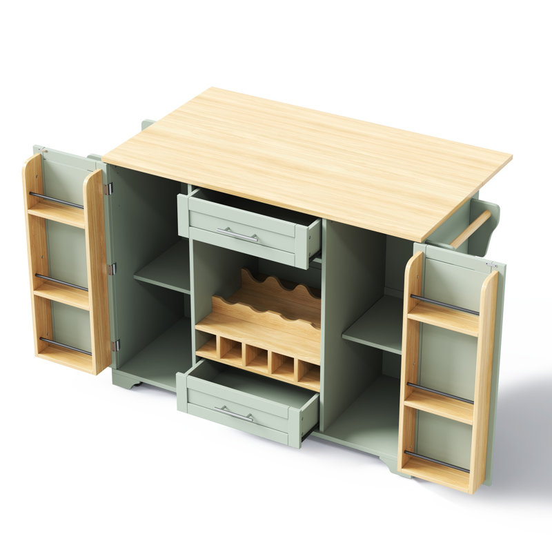 120 cm W Kitchen Cart with, Green