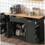 Buffet de rangement multifonctionnel Trexm, table de salle à manger extensible, tablettes réglables, support coulissant à 3 niveaux, îlot de cuisine pour la cuisine, la salle à manger et le salon (noir)-253789907
