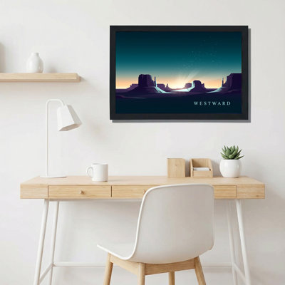 «Westward Desert Mesa Silhouette Against Starry Sky», art mural sur toile