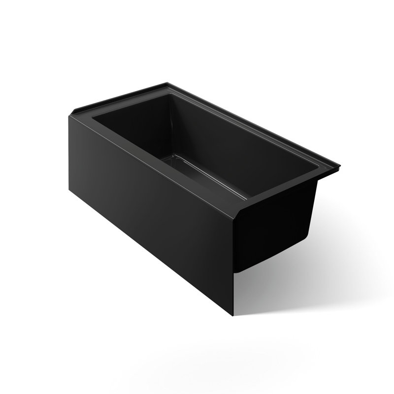 Underscore® 60" x 30" Rectangular Alcove Soaking Bathtub with Slotted Overflow and Integral Apron, Right, Black