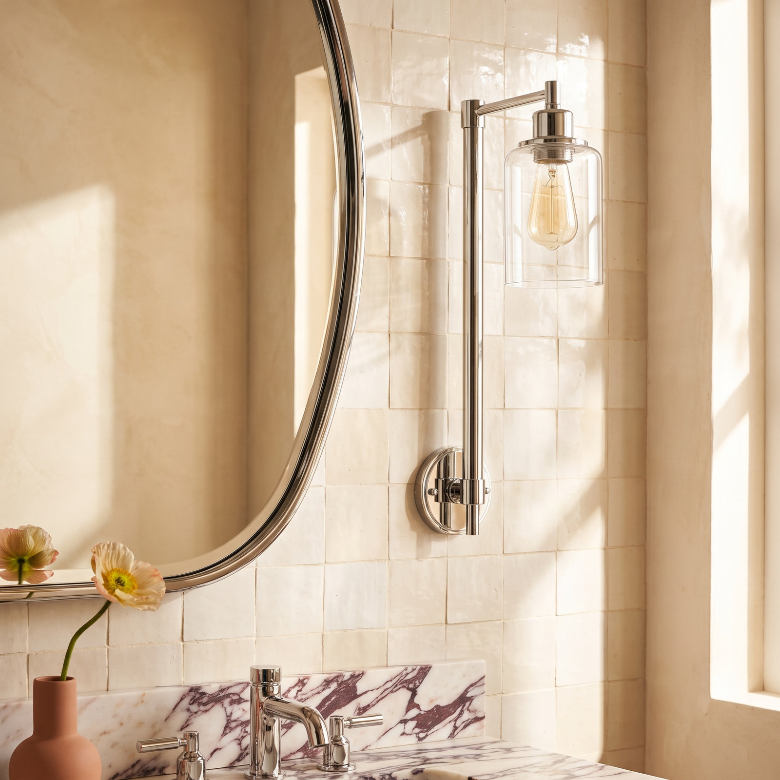 Viva Single Transparent Dimmable Bath Sconce