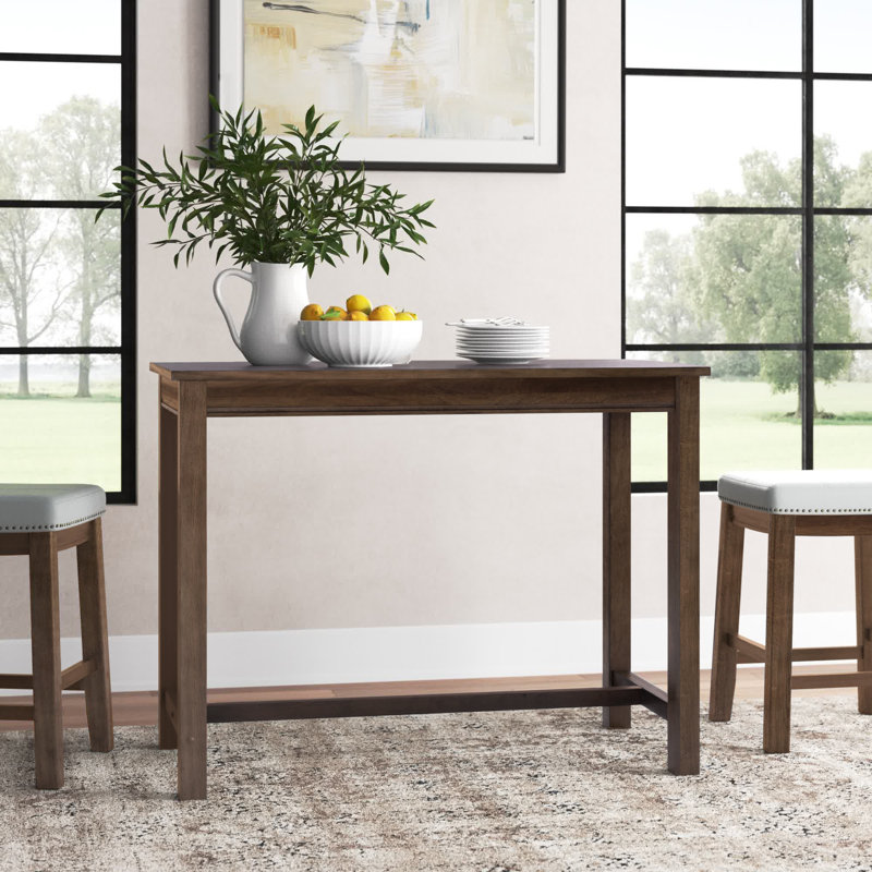 Bartonville Solid Wood Base Pub Table, 36" H x 47.25" L x 23.75" W, Walnut