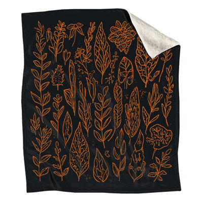 Orange Botanical Illustrations Blankets