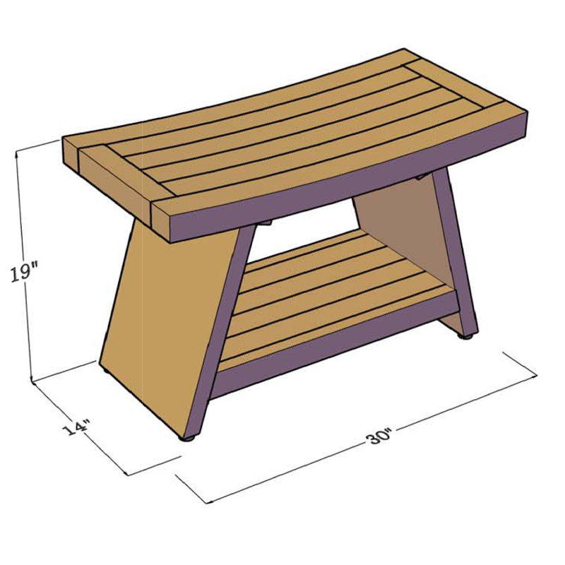 Eco-Friendly Classic Teak Spa Bench with Storage Shelf, 30" W