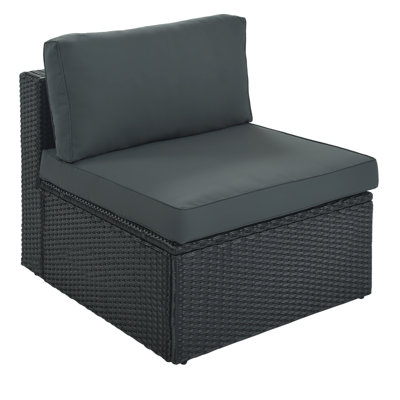 Go 7-Piece Outdoor Wicker Sofa Set, Rattan Sofa Lounger, With Striped Green Pillows, Conversation Sofa, For Patio, Garden, Deck, Black Wicker, Gray Cushion, Outdoor Patio Sofa Outdoor Set