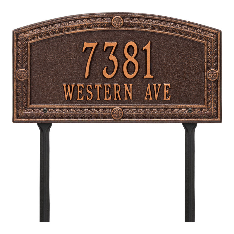 Plaque d'adresse personnalisée sur 2 lignes Hamilton, Cuivre antique