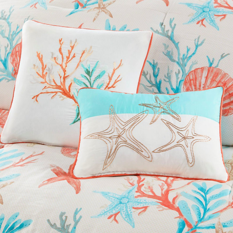 Coral King 7 Piece Cotton Bedding - Beach Comforter Pebble Beach,
