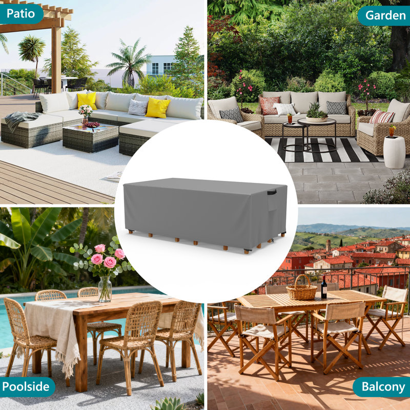Housse imperméable rectangulaire pour meubles d'extérieur, Gris