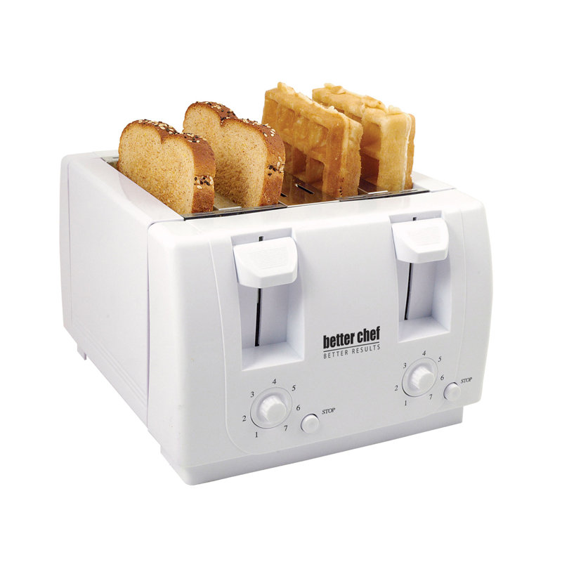 Grille-pain 4 tranches meilleur chef avec contrôle double, Blanc