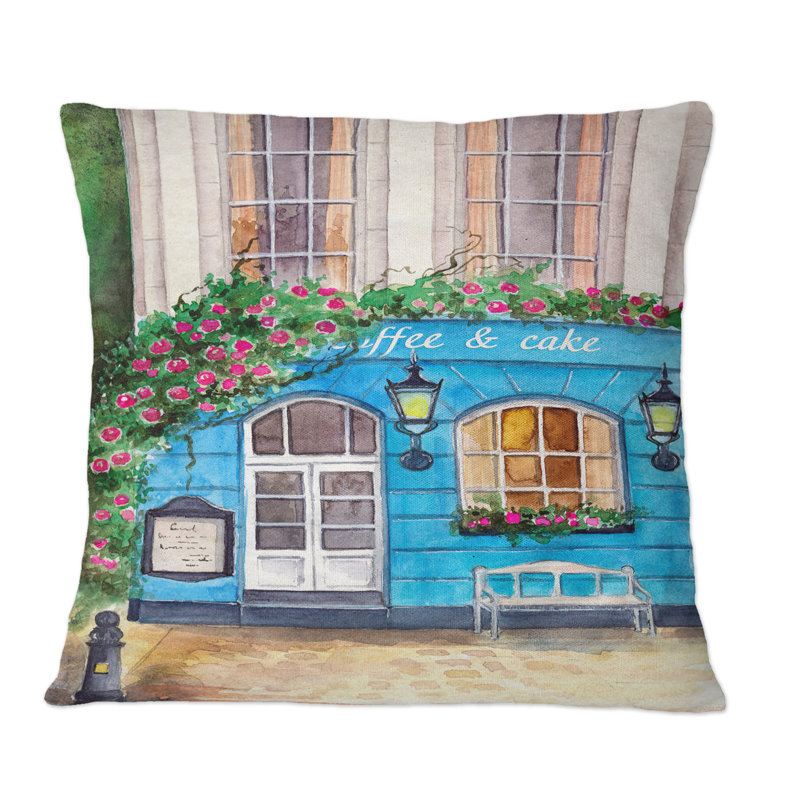 Coussin Cozy Blue Coffee Shop - Cabin & Lodge, 18 po x 18 po