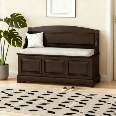 Retro Shoe Storage Bench with Safe Soft-Close Devices,Storage Chest with Hidden Storage and Cushion for Entryway by Latitude Run