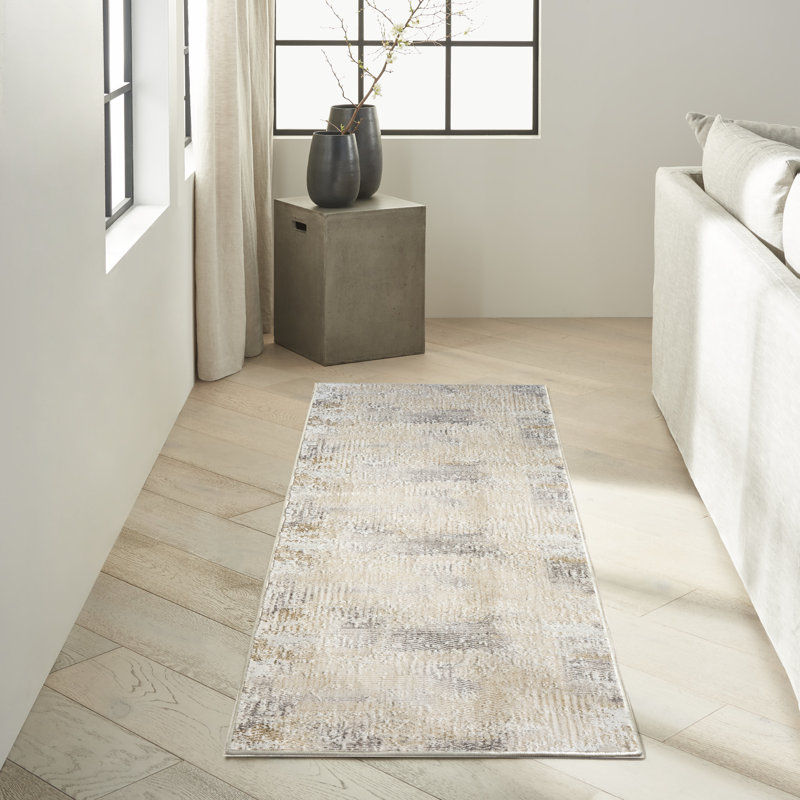 Tapis d'intérieur moderne crème ivoire 2 pi 2 po x 10 pi Calvin Klein CK078, Tapis de couloir 2 pi 2 po x 10 pi