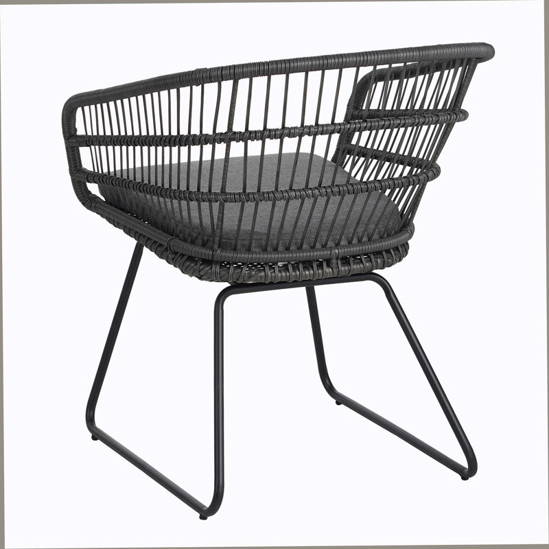 Ensemble de salle à manger d'extérieur en osier 7 pièces, table en rotin et chaises pour 6 pour terrasse, terrasse, porche, brun et noir