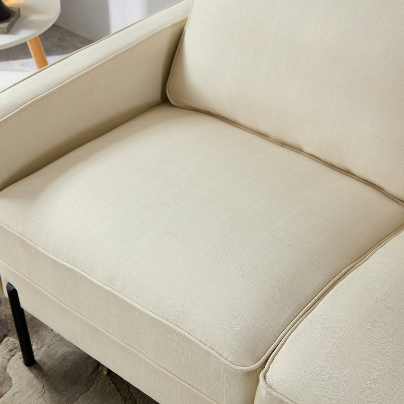 Aranwen 57" Square Arm Loveseat with Reversible Cushions, Natural Beige Linen Blend