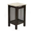 Table de bout moderne et contemporaine avec plateau en faux marbre et pieds en noyer antique
