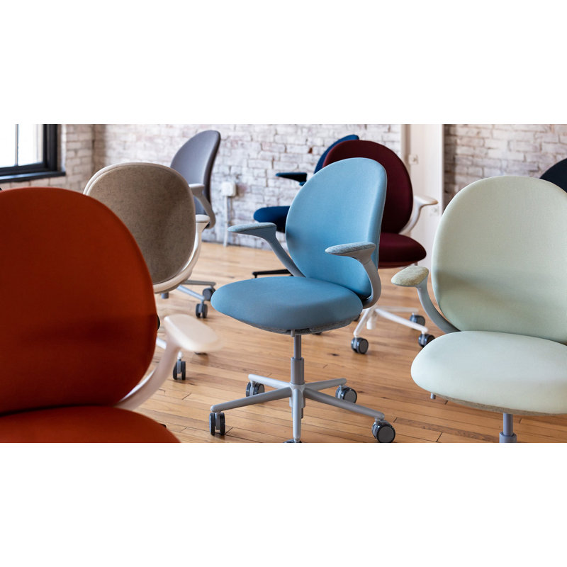 KFI Studios Jade Task Chair, Silver, Mist/Cloud
