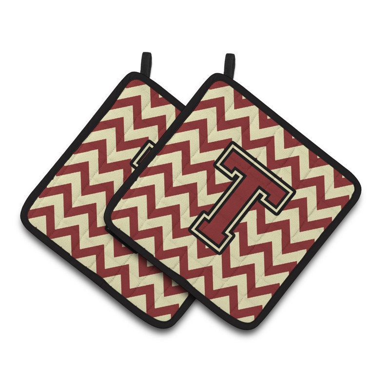 Poignée à chevrons, T, Marron / Or