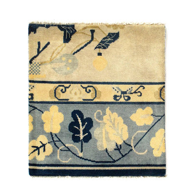 Fine Hand Knotted antique Chinese Peking Design Sample 2'X 2'