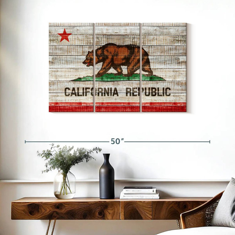 Borges Rustic California Flag, 24" H x 38" W